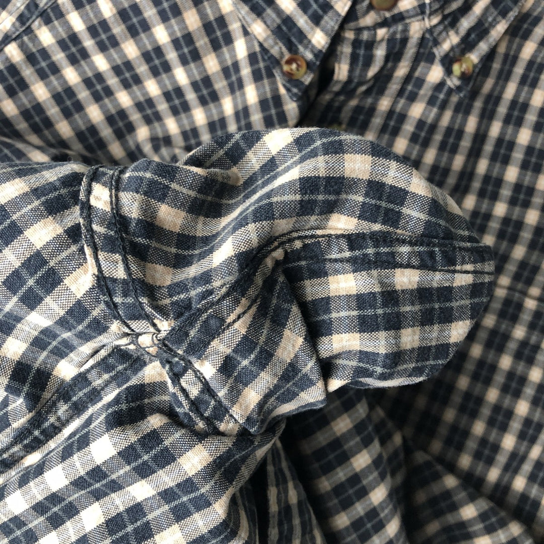 90s-00'S LLBean Long Sleeve Button-Down Check Shirt, Men's Size XL, Vintage cotton black type Vintage Second Hand
