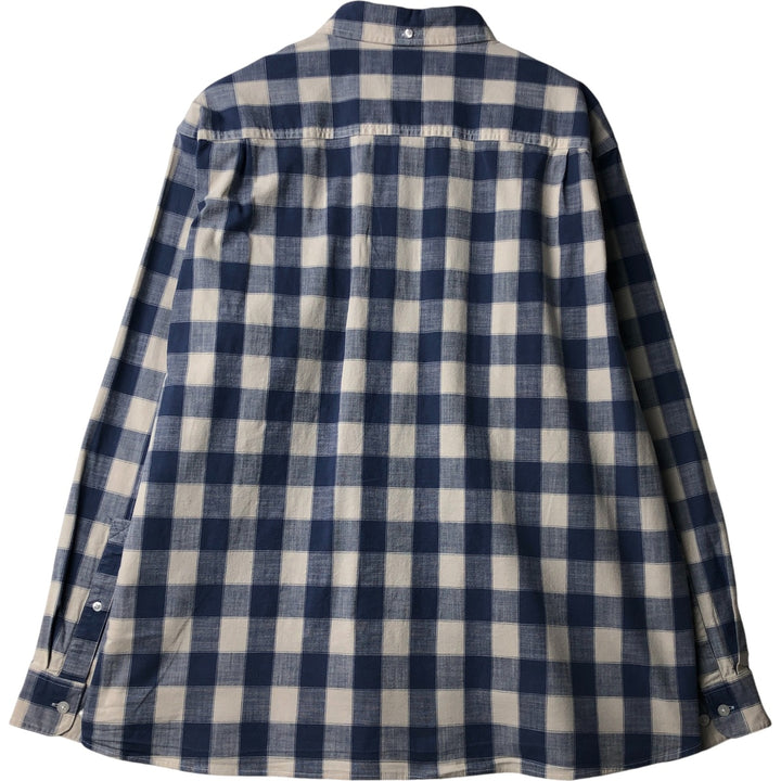 90s-00'S LL Bean Traditional Fit Buffalo Check Long Sleeve Button-Down Check Shirt, Men's XL cotton blue type Vintage Second Hand