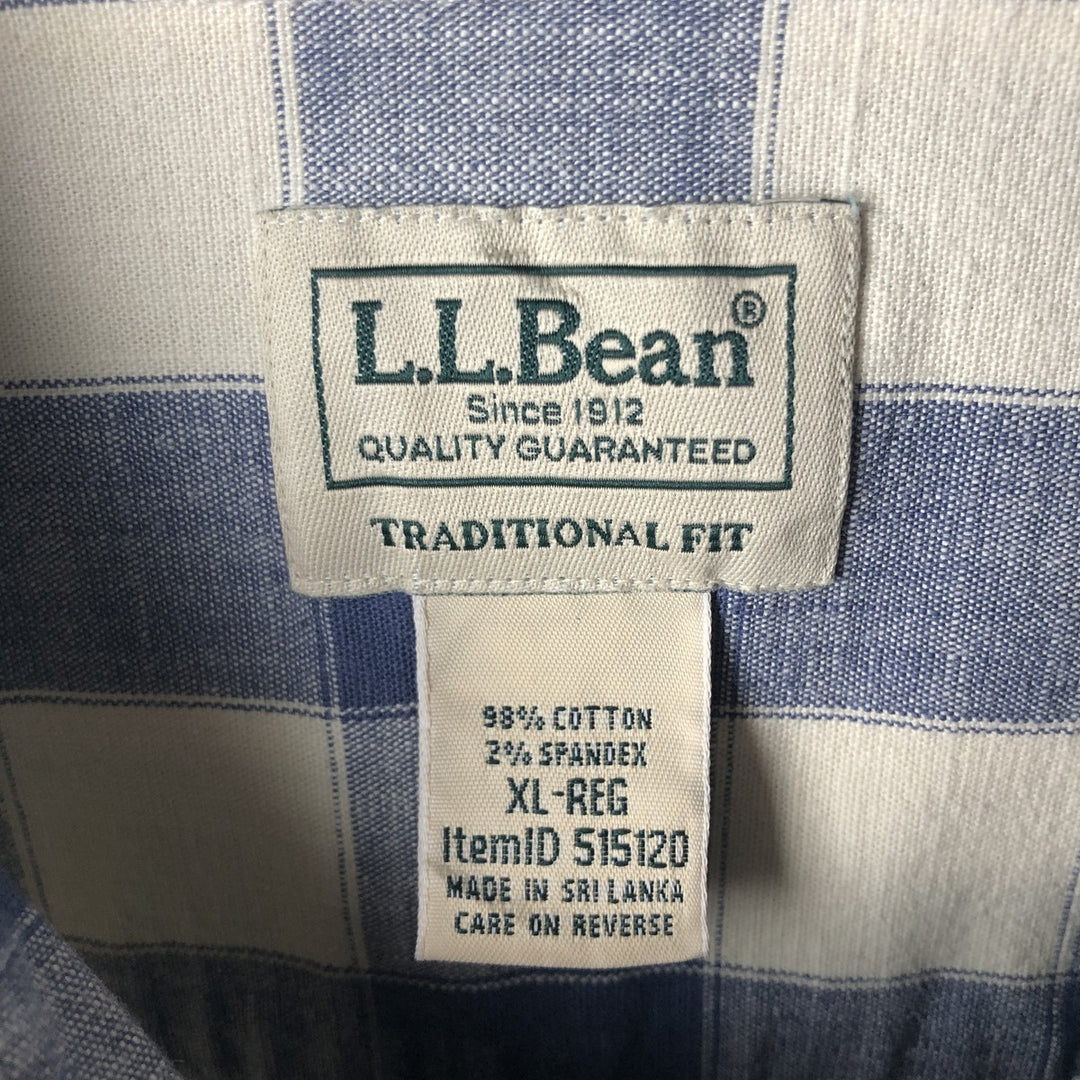90s-00'S LL Bean Traditional Fit Buffalo Check Long Sleeve Button-Down Check Shirt, Men's XL cotton blue type Vintage Second Hand
