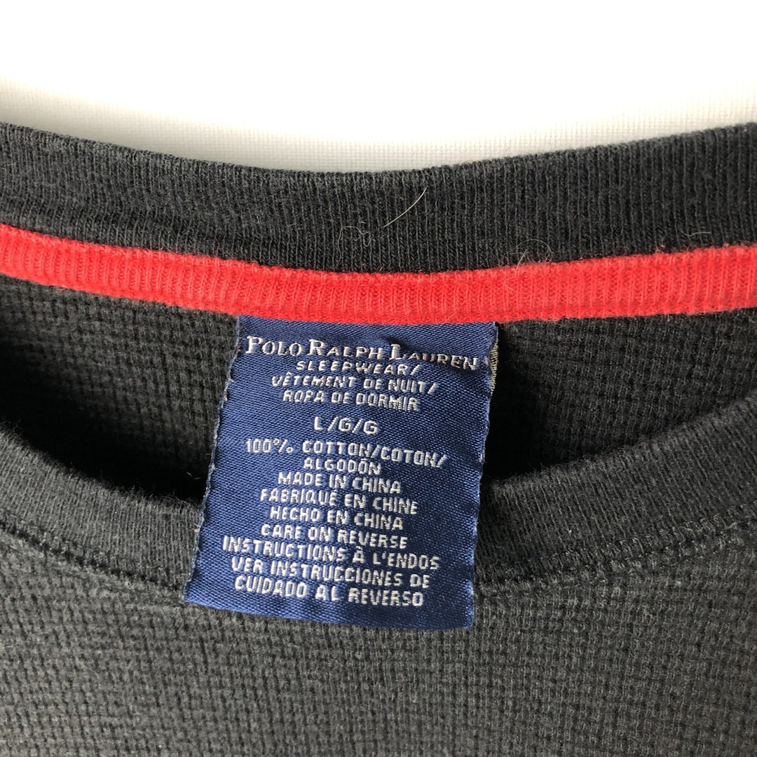Ralph Lauren POLO RALPH LAUREN SLEEPWEAR Thermal Long T-Shirt, Men's Size L cotton black type Vintage Second Hand