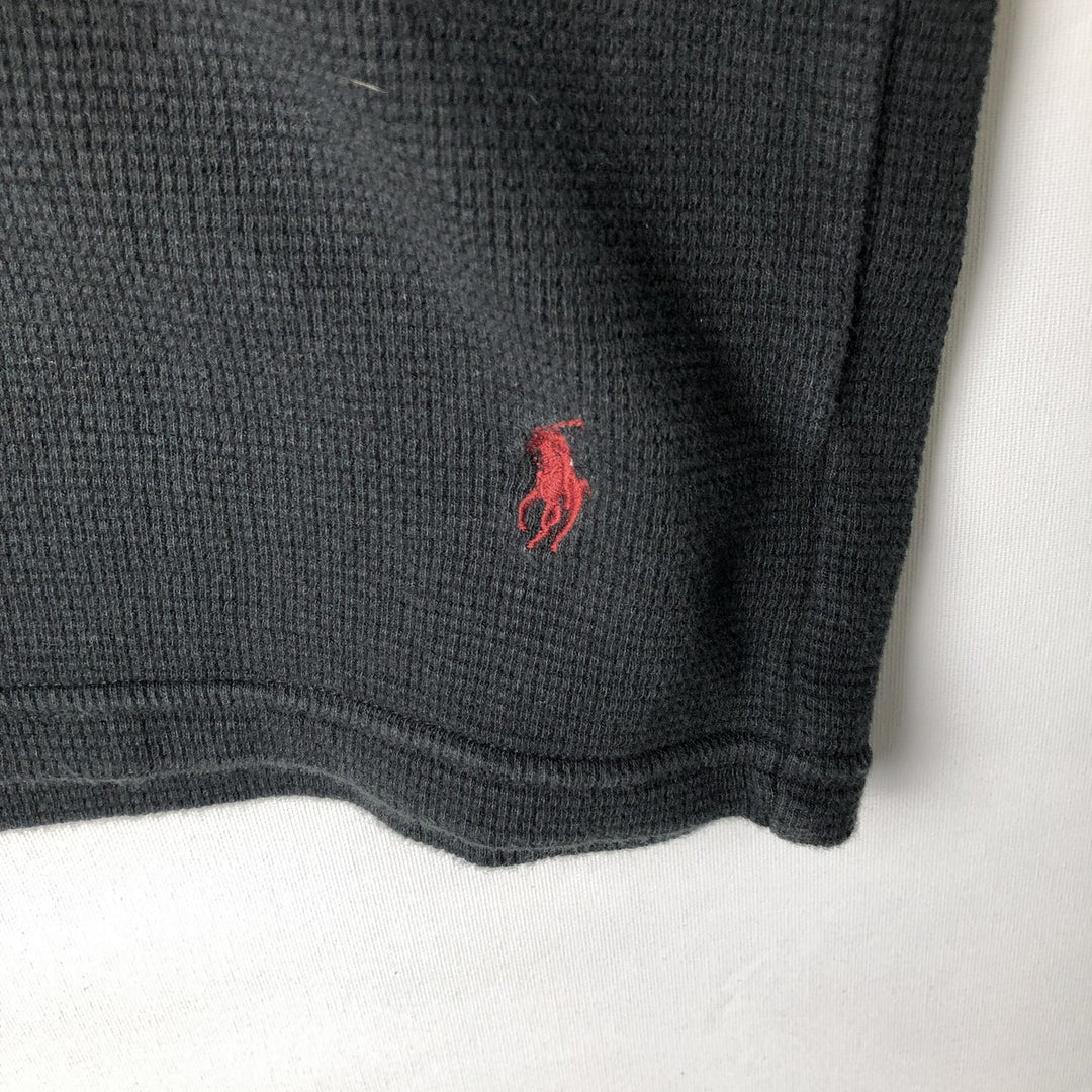 Ralph Lauren POLO RALPH LAUREN hooded thermal long T-shirt, men's size L cotton black type Vintage Second Hand