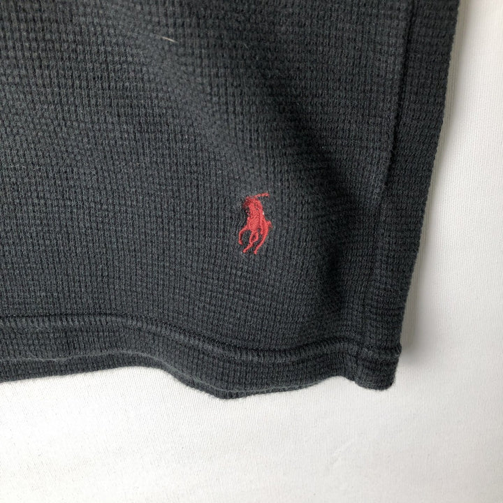 Ralph Lauren POLO RALPH LAUREN hooded thermal long T-shirt, men's size L cotton black type Vintage Second Hand