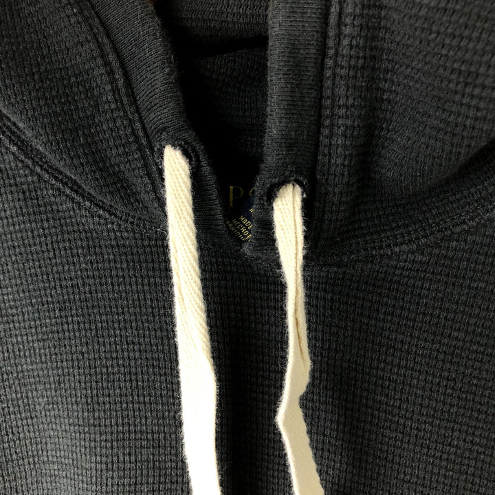 Ralph Lauren POLO RALPH LAUREN hooded thermal long T-shirt, men's size L cotton black type Vintage Second Hand
