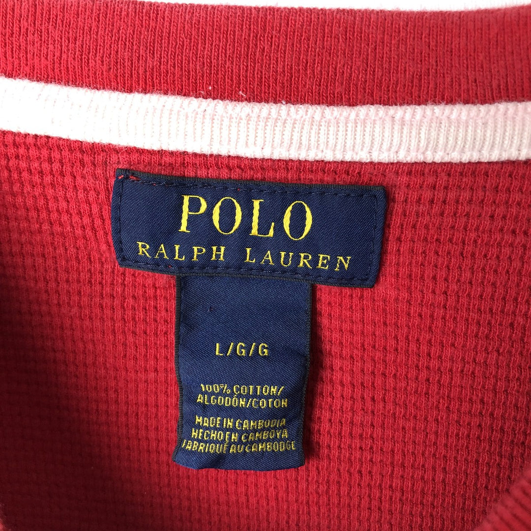 Ralph Lauren POLO RALPH LAUREN Thermal Long T-Shirt, Men's Size L cotton red type Vintage Second Hand