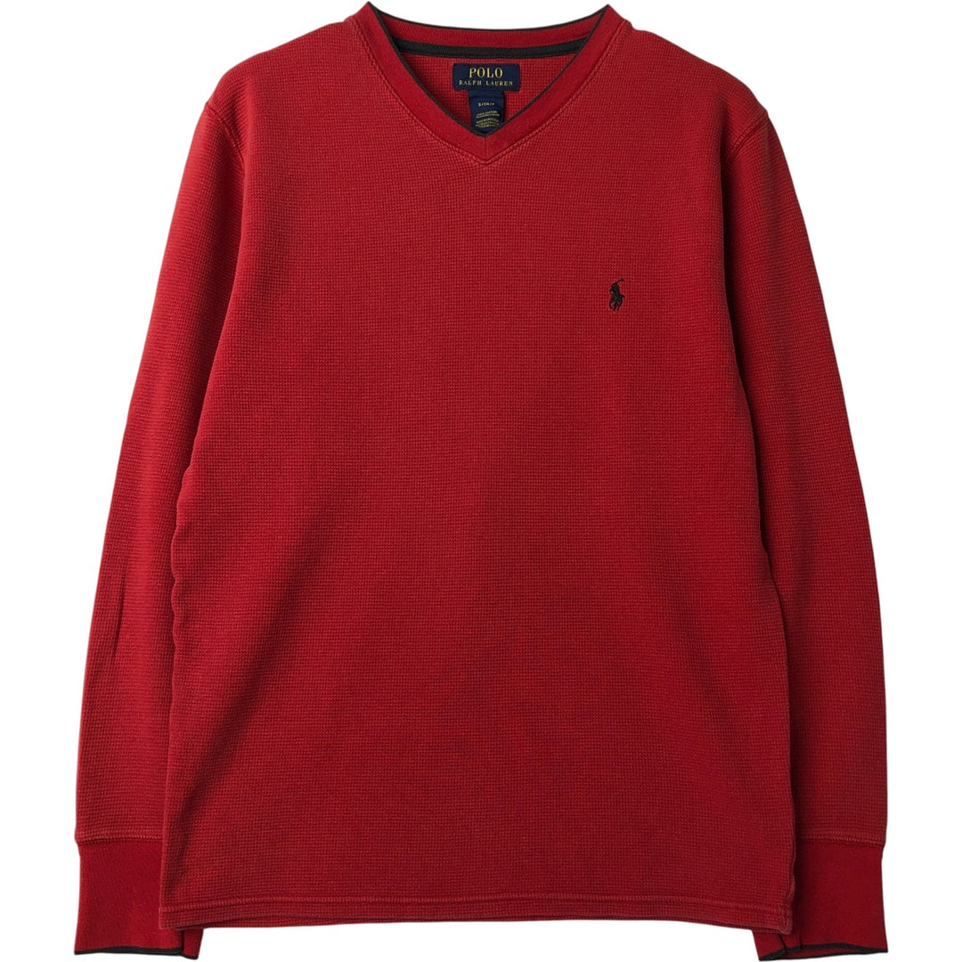 Ralph Lauren POLO RALPH LAUREN SLEEPWEAR V-neck long T-shirt, men's size S cotton red type Vintage Second Hand