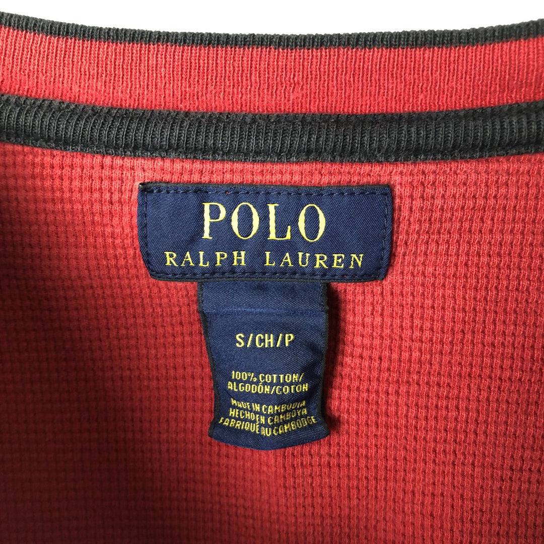 Ralph Lauren POLO RALPH LAUREN SLEEPWEAR V-neck long T-shirt, men's size S cotton red type Vintage Second Hand