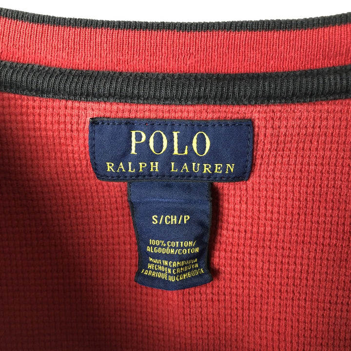 Ralph Lauren POLO RALPH LAUREN SLEEPWEAR V-neck long T-shirt, men's size S cotton red type Vintage Second Hand