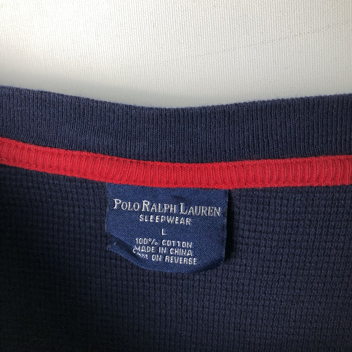 Ralph Lauren POLO RALPH LAUREN SLEEPWEAR Thermal Long T-Shirt, Men's Size L cotton navy blue type Vintage Second Hand