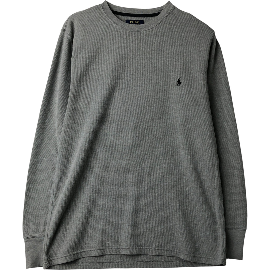 Ralph Lauren POLO RALPH LAUREN Thermal Ron T Waffle Men's L size cotton gray type Vintage Second Hand