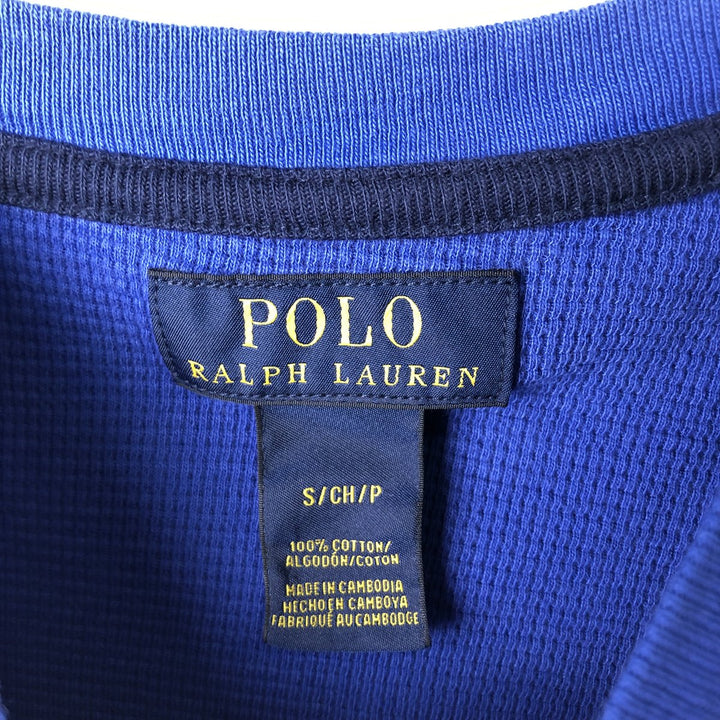 Ralph Lauren POLO RALPH LAUREN Thermal T-Shirt, Waffle, Men's Size Small cotton blue type Vintage Second Hand