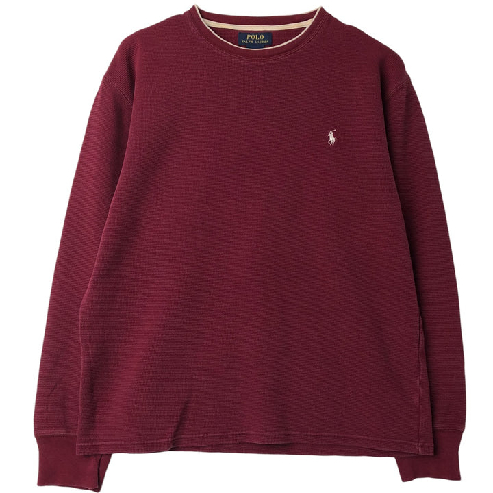 Ralph Lauren POLO RALPH LAUREN Thermal Ron T Waffle Men's L size cotton burgundy type Vintage Second Hand