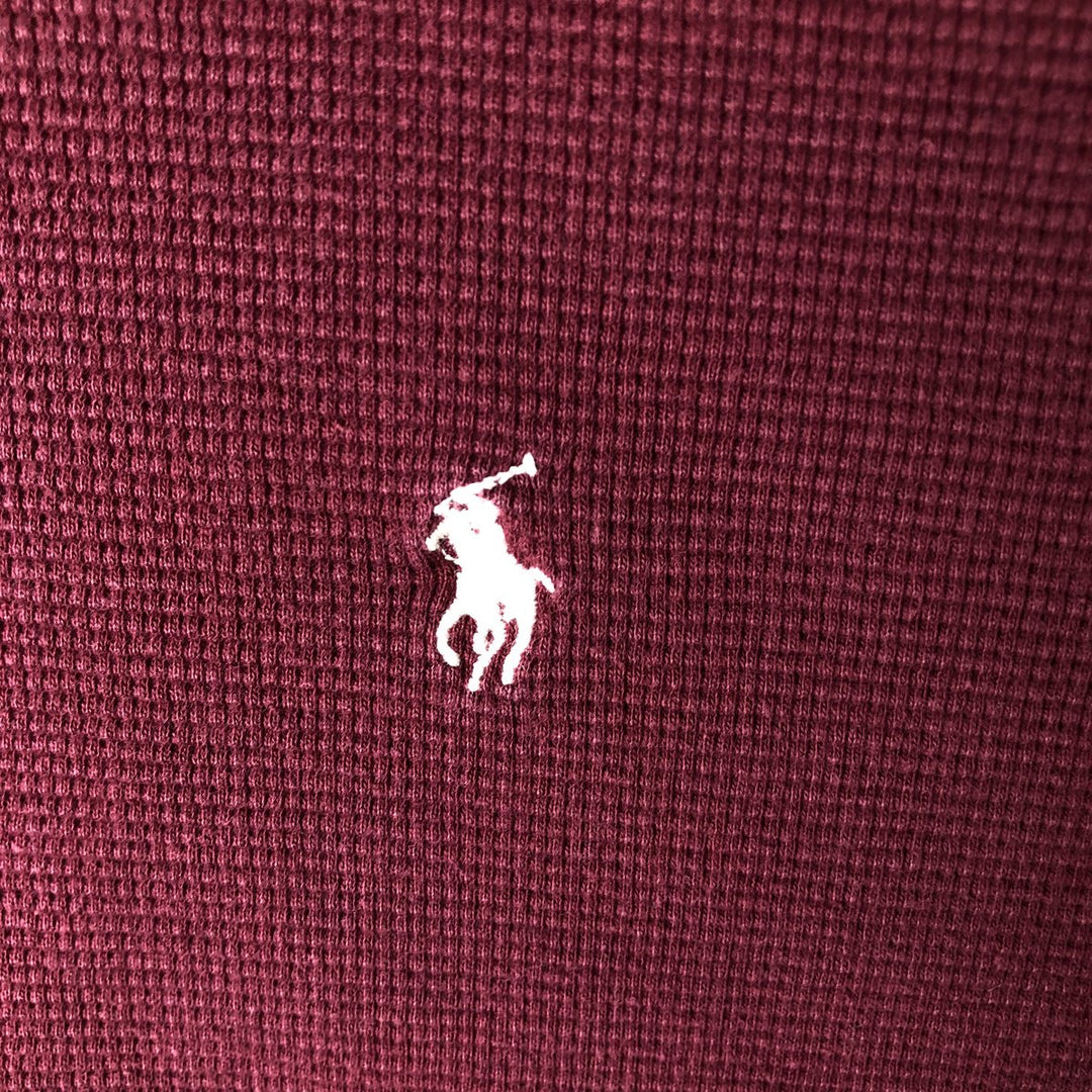 Ralph Lauren POLO RALPH LAUREN Thermal Ron T Waffle Men's L size cotton burgundy type Vintage Second Hand
