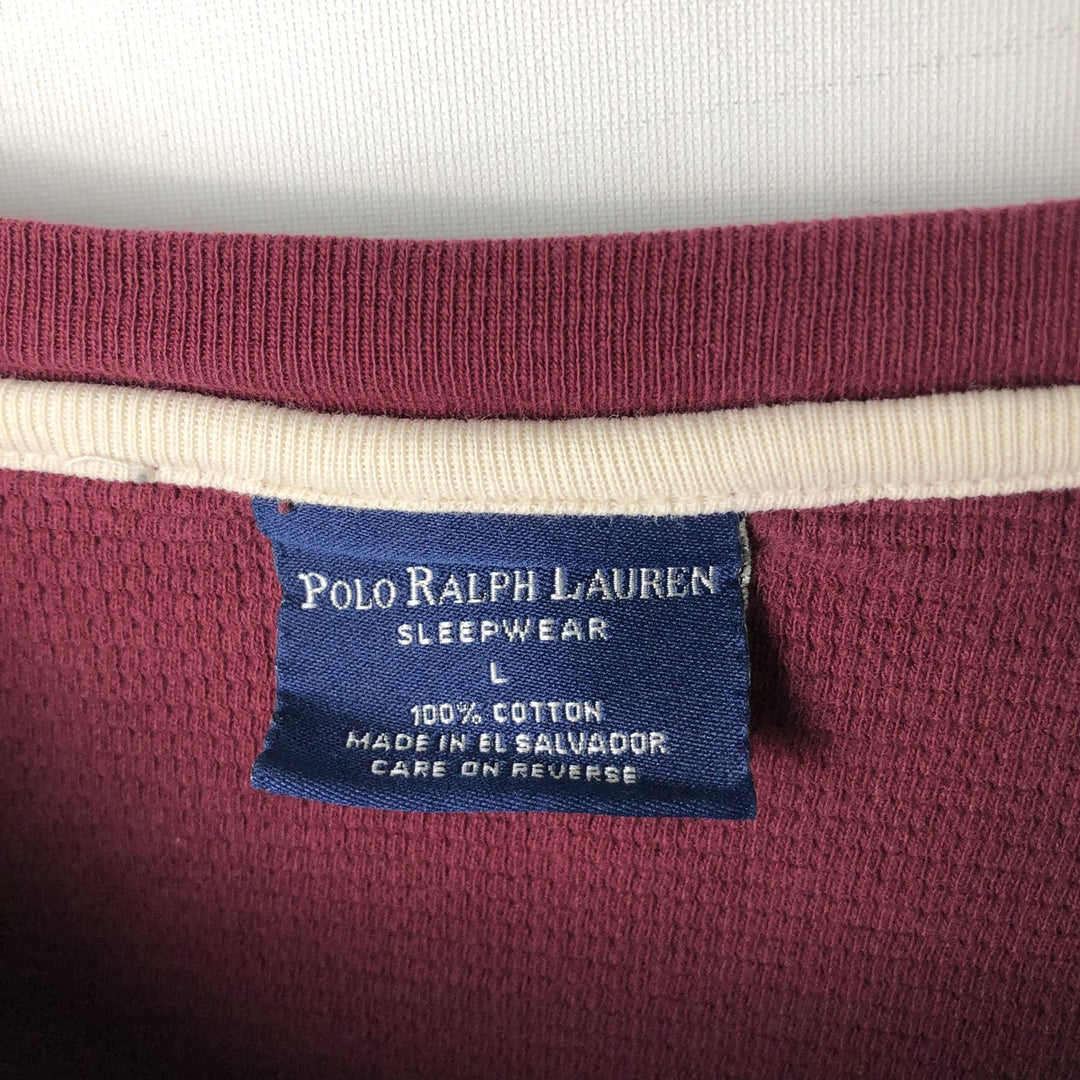 Ralph Lauren POLO RALPH LAUREN SLEEPWEAR Thermal Long T-Shirt, Men's Size L cotton burgundy type Vintage Second Hand