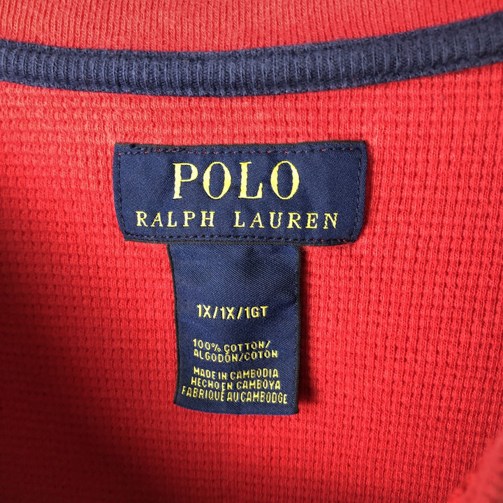 Ralph Lauren POLO RALPH LAUREN Thermal Long T-shirt Waffle Men's XL cotton red type Vintage Second Hand
