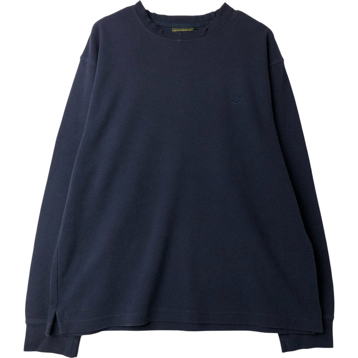 90s-00'S Timberland Thermal Long T-Shirt, Waffle, Men's XL cotton navy blue type Vintage Second Hand