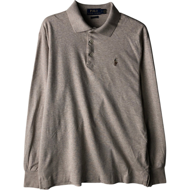 Ralph Lauren POLO RALPH LAUREN CLASSIC FIT long-sleeved polo shirt, men's size S cotton Beige type Vintage Second Hand