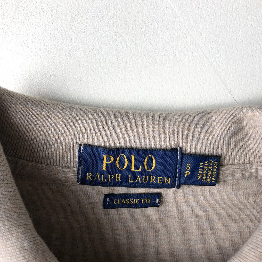 Ralph Lauren POLO RALPH LAUREN CLASSIC FIT long-sleeved polo shirt, men's size S cotton Beige type Vintage Second Hand