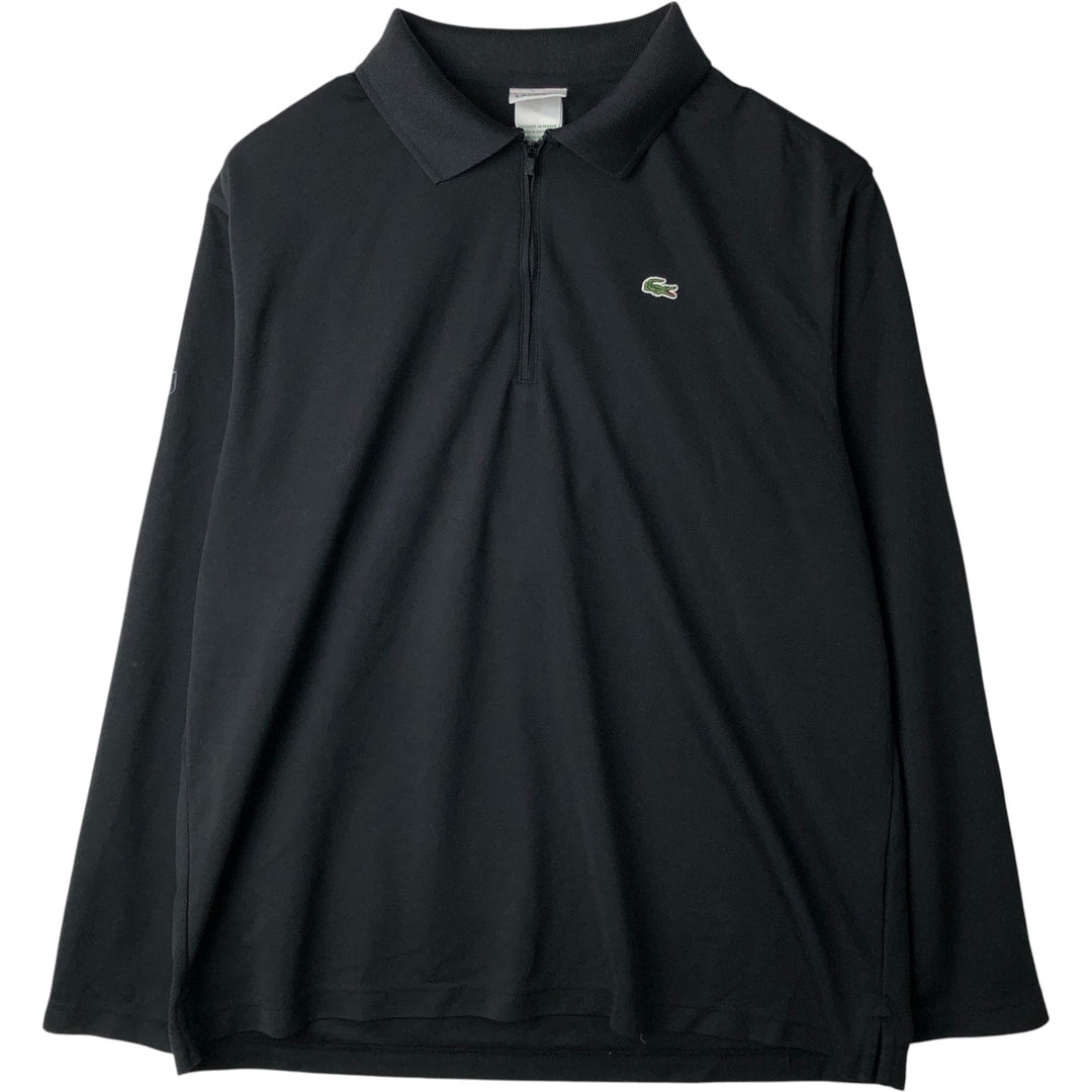 Lacoste French-designed collared half-zip long-sleeved polo shirt, size 6, men's XL polyester black type Vintage Second Hand