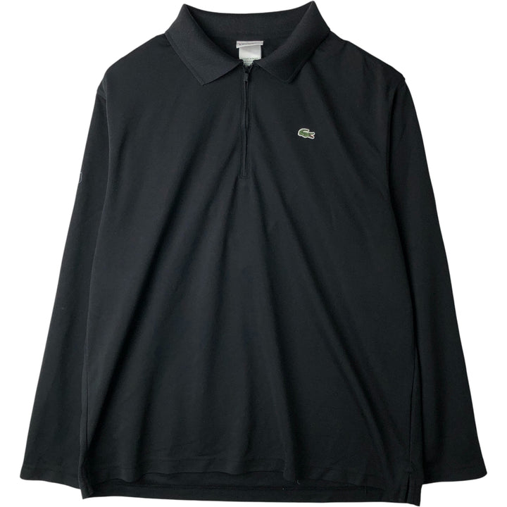 Lacoste French-designed collared half-zip long-sleeved polo shirt, size 6, men's XL polyester black type Vintage Second Hand