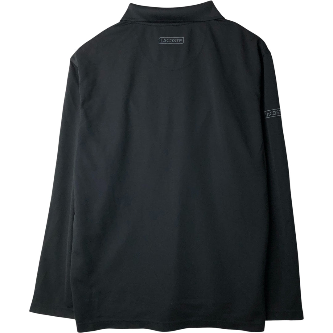 Lacoste French-designed collared half-zip long-sleeved polo shirt, size 6, men's XL polyester black type Vintage Second Hand