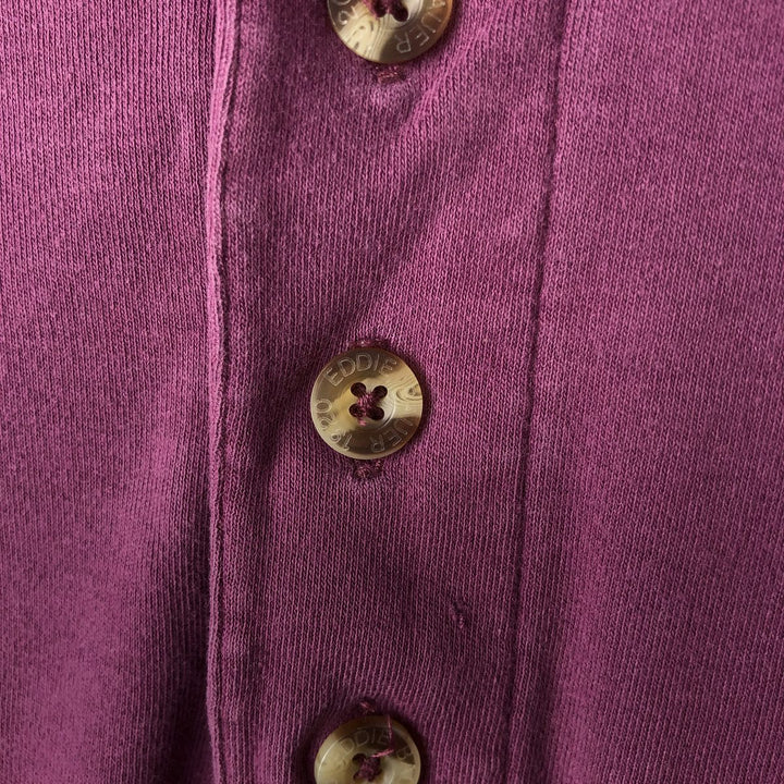 Vintage 80s-90'S Eddie Bauer black tag long sleeve polo shirt, men's size L, regular collar cotton Red type red-purple Vintage Second Hand