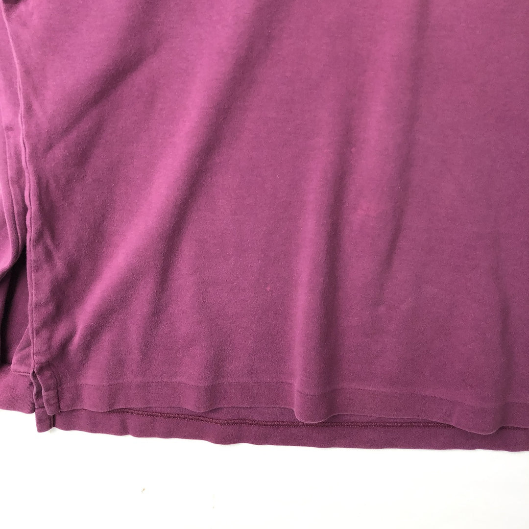 Vintage 80s-90'S Eddie Bauer black tag long sleeve polo shirt, men's size L, regular collar cotton Red type red-purple Vintage Second Hand