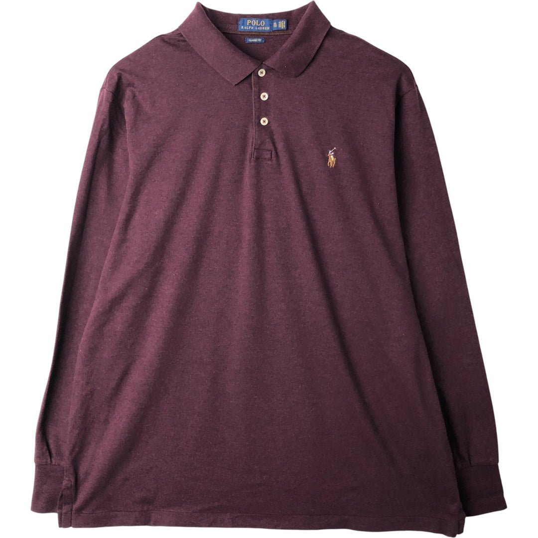 Ralph Lauren POLO RALPH LAUREN CLASSIC FIT long sleeve polo shirt men's XL equivalent cotton red type reddish brown Vintage Second Hand