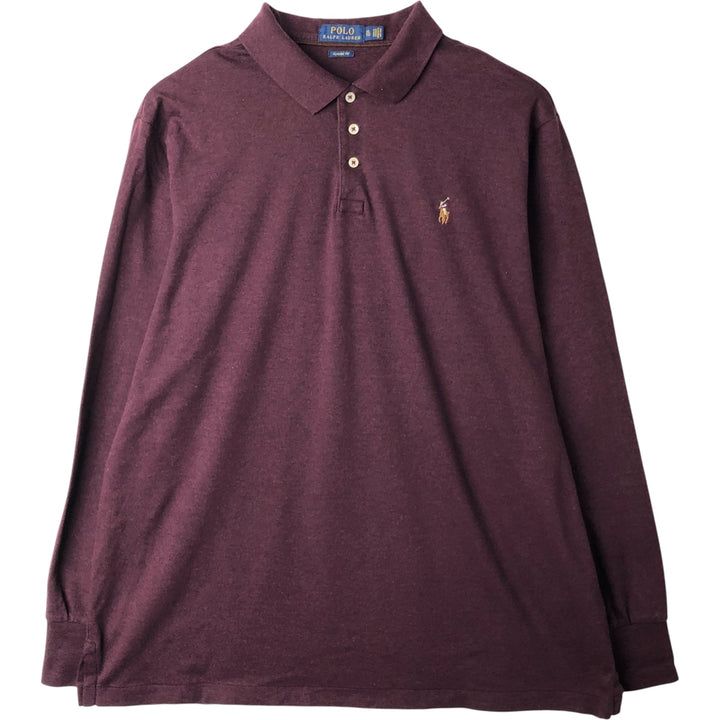 Ralph Lauren POLO RALPH LAUREN CLASSIC FIT long sleeve polo shirt men's XL equivalent cotton red type reddish brown Vintage Second Hand