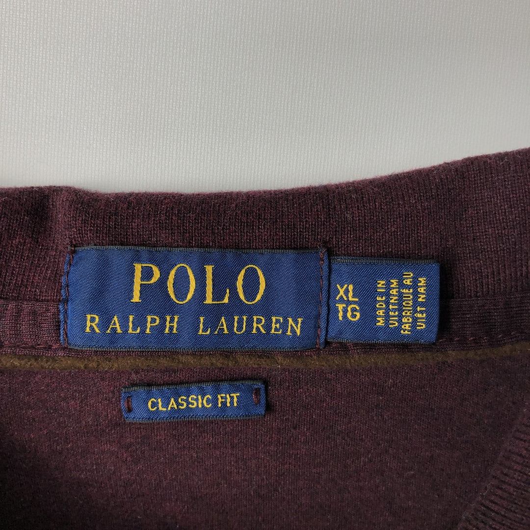 Ralph Lauren POLO RALPH LAUREN CLASSIC FIT long sleeve polo shirt men's XL equivalent cotton red type reddish brown Vintage Second Hand