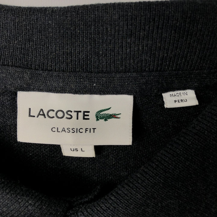Lacoste Classic Fit Long Sleeve Polo Shirt, Men's Size L cotton black type Vintage Second Hand