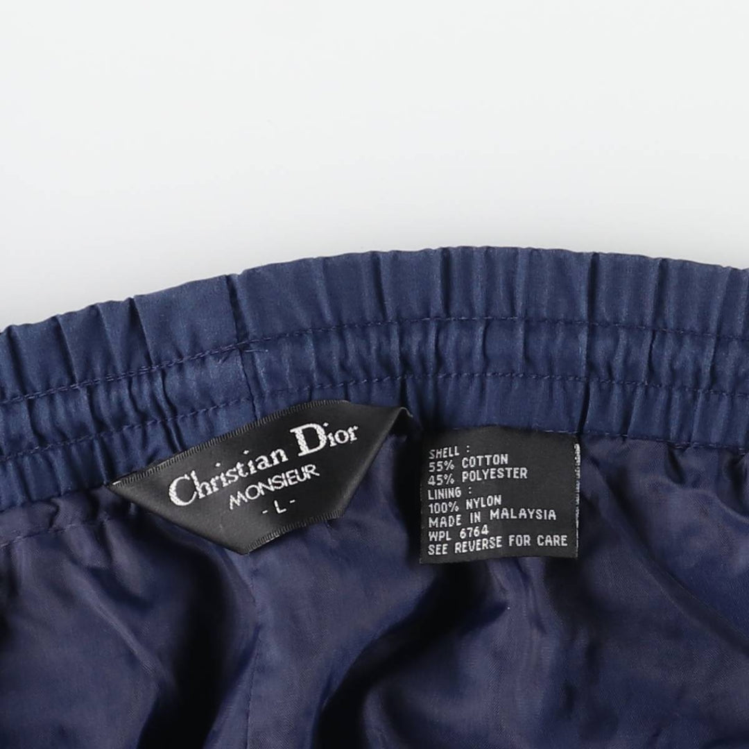 80s-90'S Christian Dior MONSIEUR Warm-Up Pants, Nylon, Crinkle-Shake Pants, Men's, Size L cotton navy blue type Vintage Second Hand