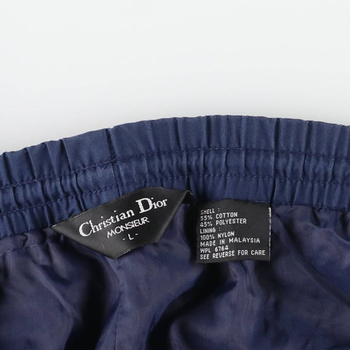 80s-90'S Christian Dior MONSIEUR Warm-Up Pants, Nylon, Crinkle-Shake Pants, Men's, Size L cotton navy blue type Vintage Second Hand