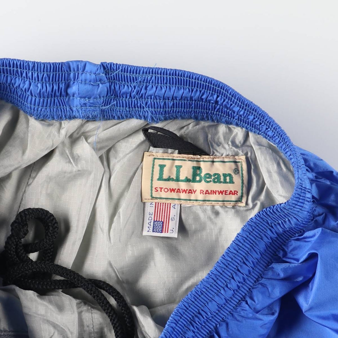 90'S L.L.Bean STOWAWAY RAINWEAR Gore-Tex Packable Nylon Pants (Men's Size M) unclear blue type Vintage Second Hand
