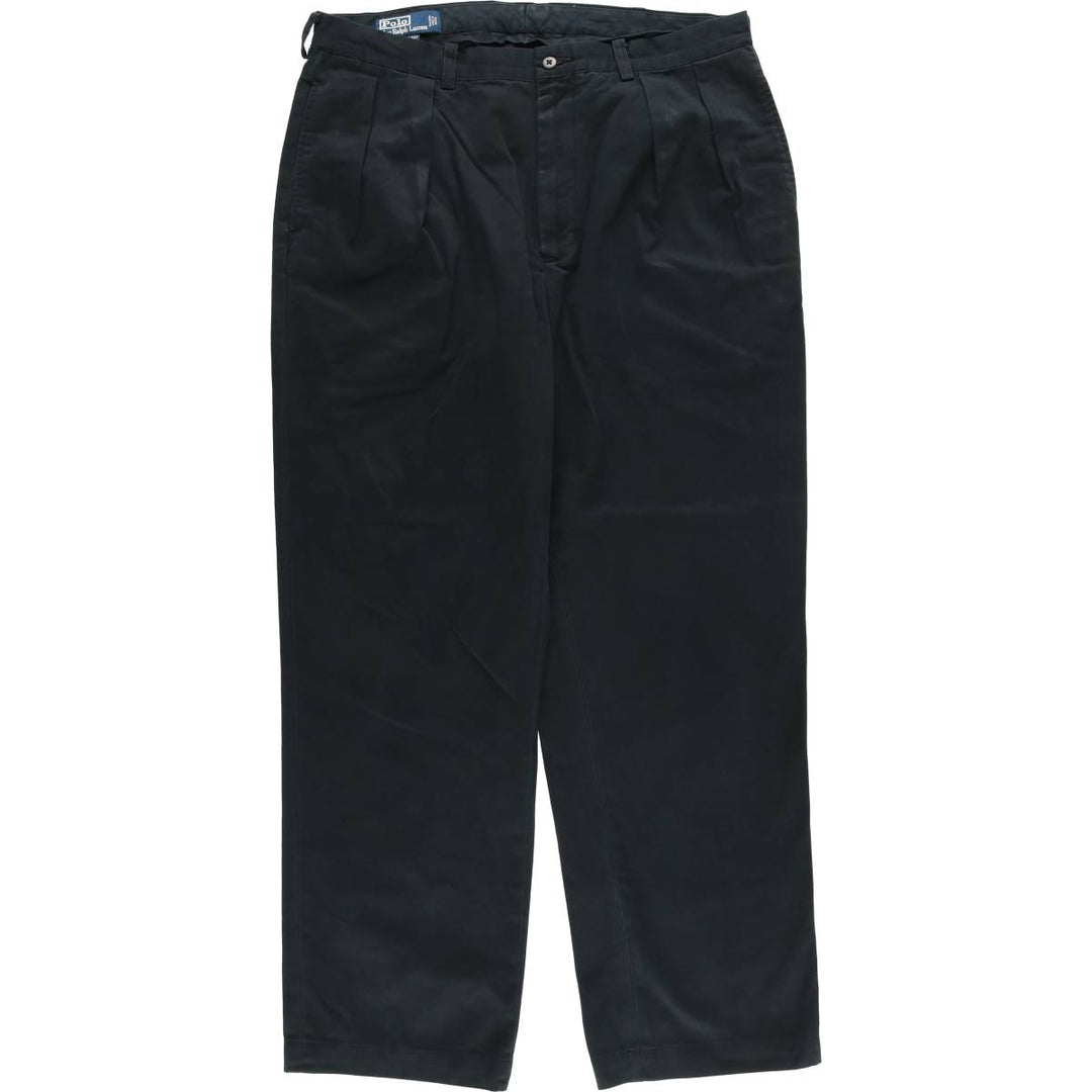 Ralph Lauren POLO RALPH LAUREN ANDREW PANT Two-pleat chino pants Men's size W36 cotton black type Vintage Second Hand