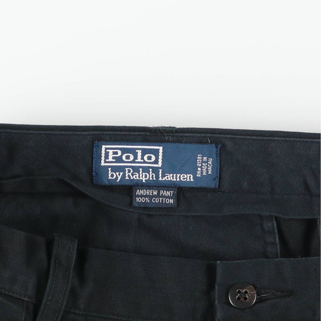 Ralph Lauren POLO RALPH LAUREN ANDREW PANT Two-pleat chino pants Men's size W36 cotton black type Vintage Second Hand