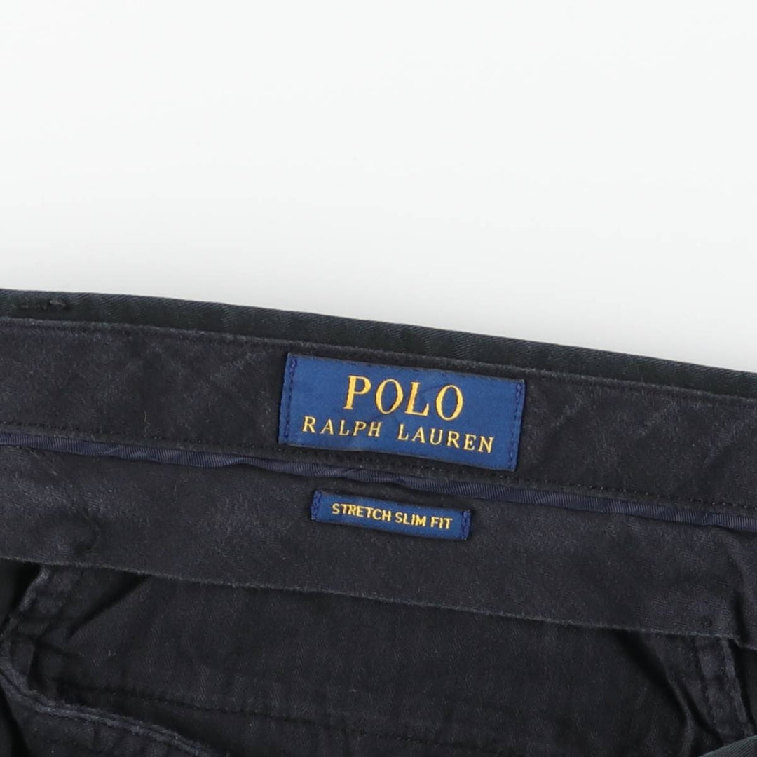Ralph Lauren POLO RALPH LAUREN STRETCH SLIM FIT Chino Pants, Men's, Size W36 cotton black type Vintage Second Hand
