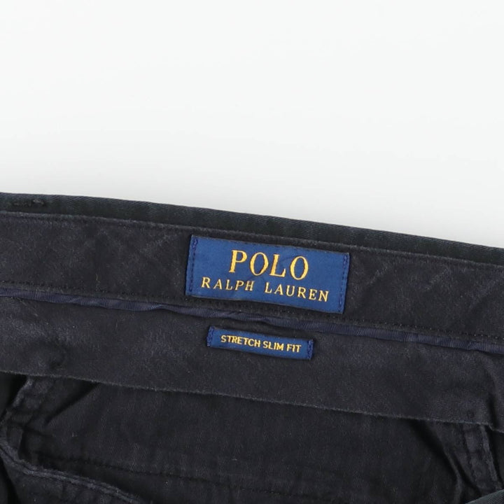 Ralph Lauren POLO RALPH LAUREN STRETCH SLIM FIT Chino Pants, Men's, Size W36 cotton black type Vintage Second Hand
