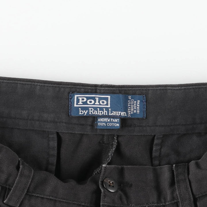 Ralph Lauren POLO by Ralph Lauren ANDREW PANT Two-pleat chino pants for men, equivalent to W31 cotton black type Vintage Second Hand