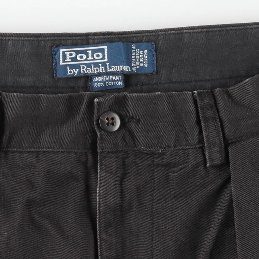 Ralph Lauren POLO by Ralph Lauren ANDREW PANT Two-pleat chino pants for men, equivalent to W31 cotton black type Vintage Second Hand
