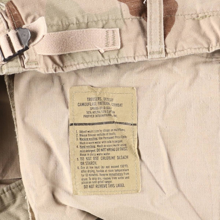 Authentic 2000'S US military camouflage Pattern 3C desert camo ripstop military cargo pants, made in the USA, MEDIUM-REGULAR, men's size w34 cotton Beige type Vintage Second Hand