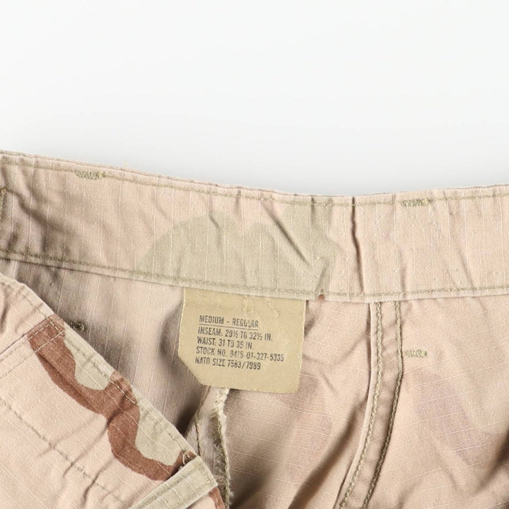 Authentic 2000'S US military camouflage Pattern 3C desert camo ripstop military cargo pants, made in the USA, MEDIUM-REGULAR, men's size w34 cotton Beige type Vintage Second Hand