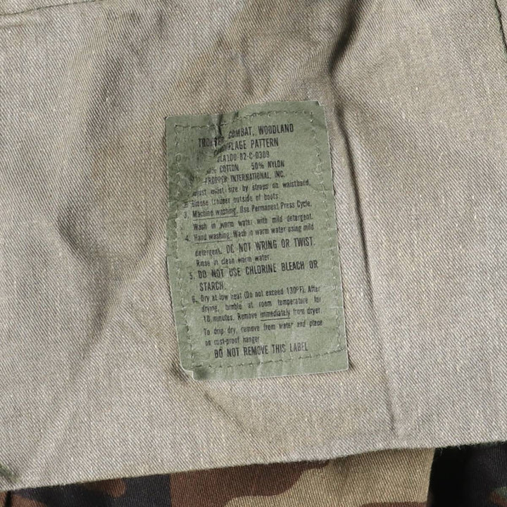 Authentic 1980'S US Military Camouflage Woodland Camo Cargo Pants, Combat Pants, Made in USA, Medium-Long, Men's, Size W33 cotton Khaki type sage green Vintage Second Hand