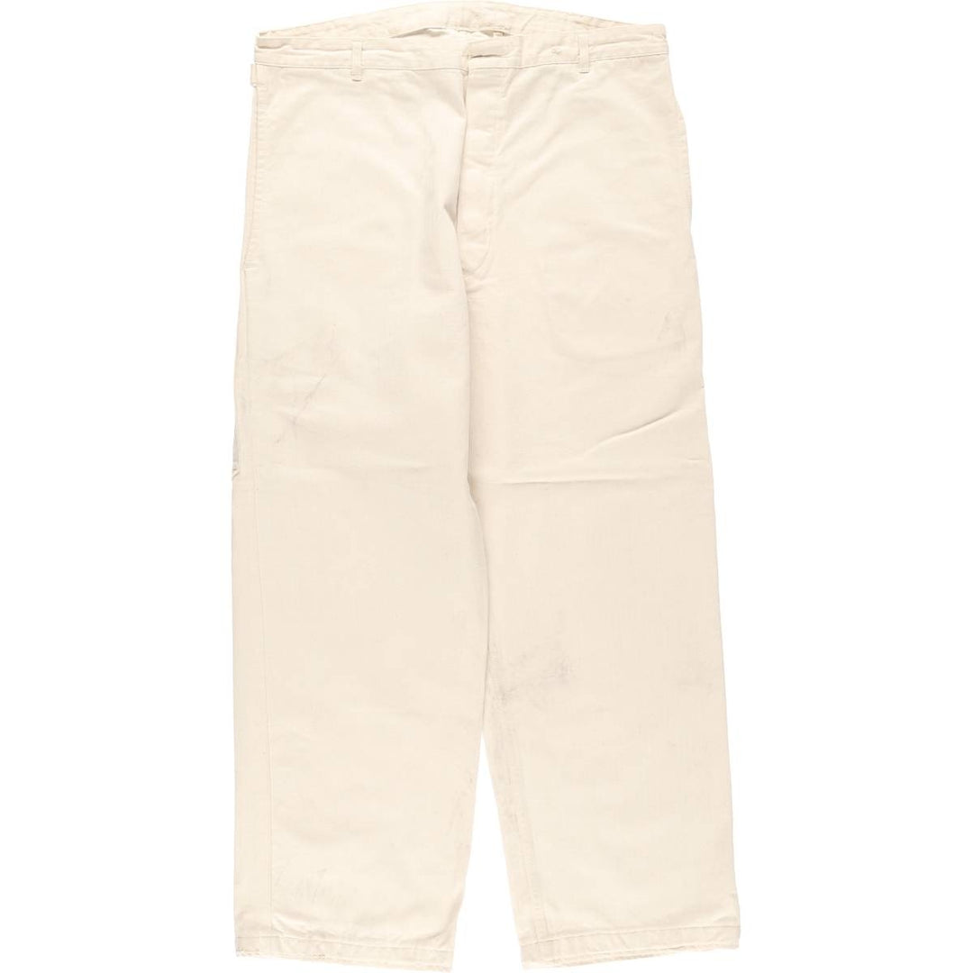 1980'S German Army Herringbone Sailor Pants, Size 50, Men's, Size W37, Vintage cotton white type Vintage Second Hand