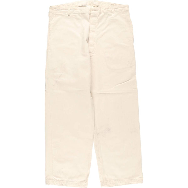 1980'S German Army Herringbone Sailor Pants, Size 50, Men's, Size W37, Vintage cotton white type Vintage Second Hand
