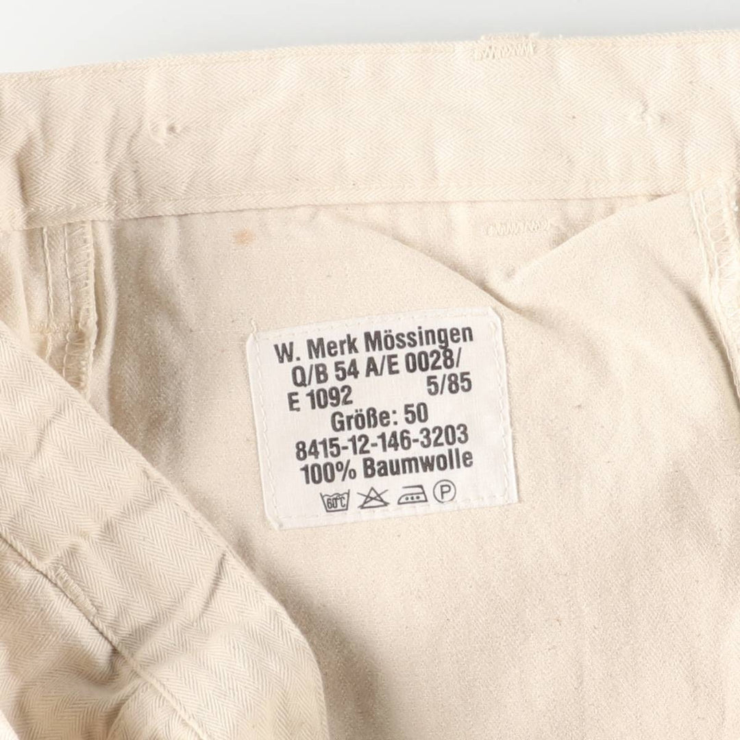 1980'S German Army Herringbone Sailor Pants, Size 50, Men's, Size W37, Vintage cotton white type Vintage Second Hand