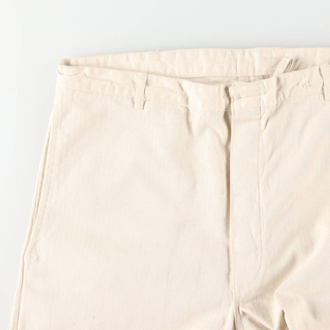 1980'S German Army Herringbone Sailor Pants, Size 50, Men's, Size W37, Vintage cotton white type Vintage Second Hand