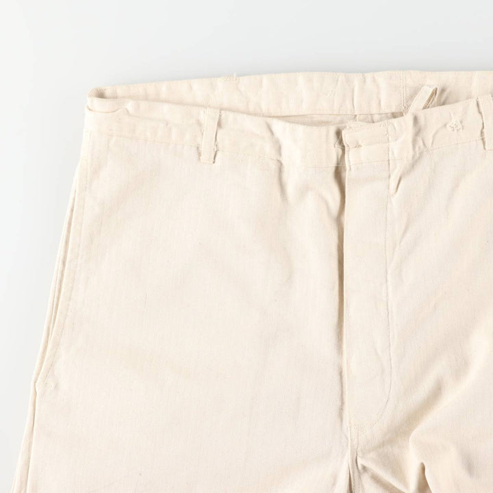1980'S German Army Herringbone Sailor Pants, Size 50, Men's, Size W37, Vintage cotton white type Vintage Second Hand