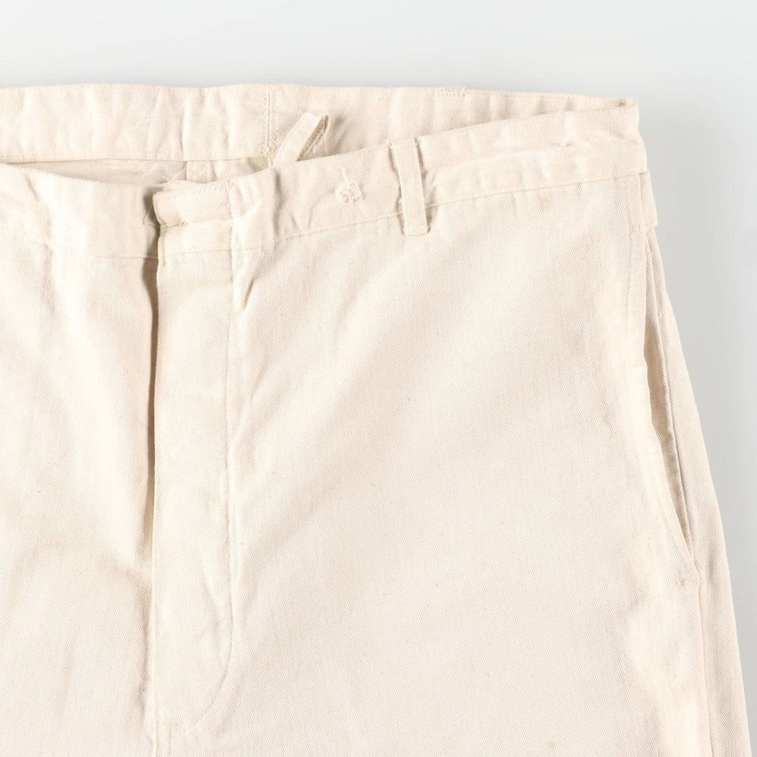 1980'S German Army Herringbone Sailor Pants, Size 50, Men's, Size W37, Vintage cotton white type Vintage Second Hand