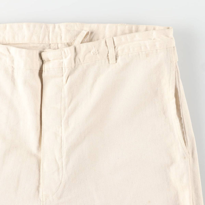 1980'S German Army Herringbone Sailor Pants, Size 50, Men's, Size W37, Vintage cotton white type Vintage Second Hand