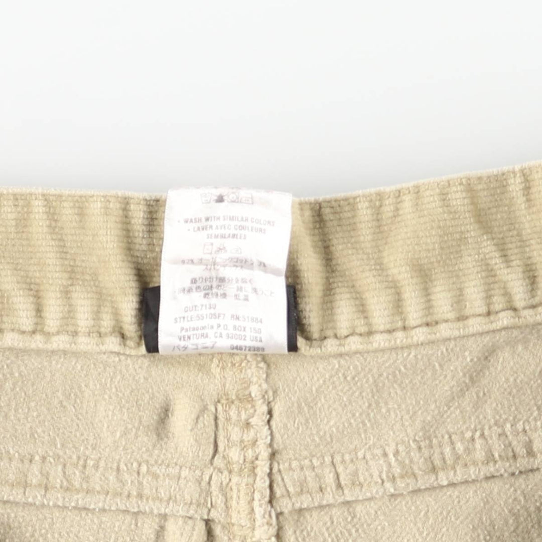2000'S Patagonia ORGANIC COTTON Corduroy Pants (55105F7) Men's Size 34 Organic cotton Beige type Vintage Second Hand